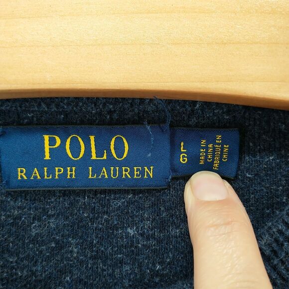 Polo Ralph Lauren Men's Pullover Crew Neck Knit Sweater Blue Large Cotton Logo - Picture 11 of 15